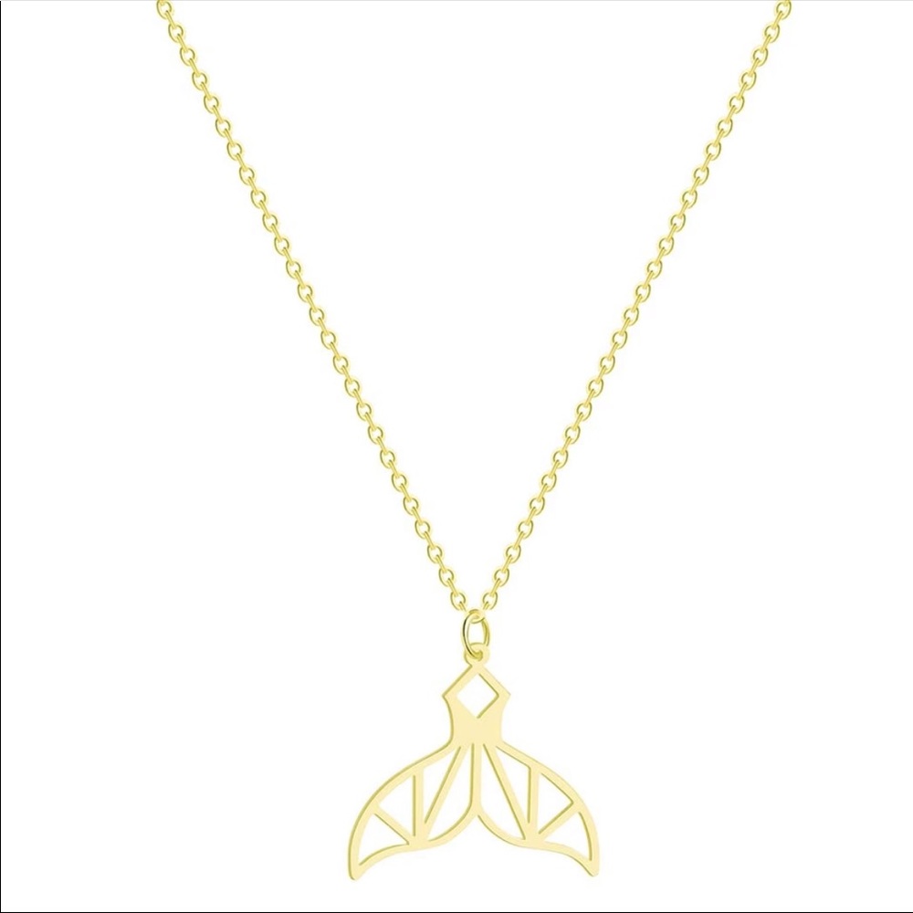 GOLD Mermaid Tail 14k Gold Plated Stainless Steel Necklace With Gift Box - Picture 8 of 9
